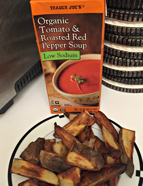 roasted red papper tomtato soup and baked fries