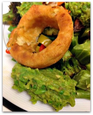 guac with onion ring